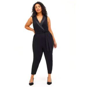 Torrid Black Satin Lapel Tuxedo Jumpsuit Size 22